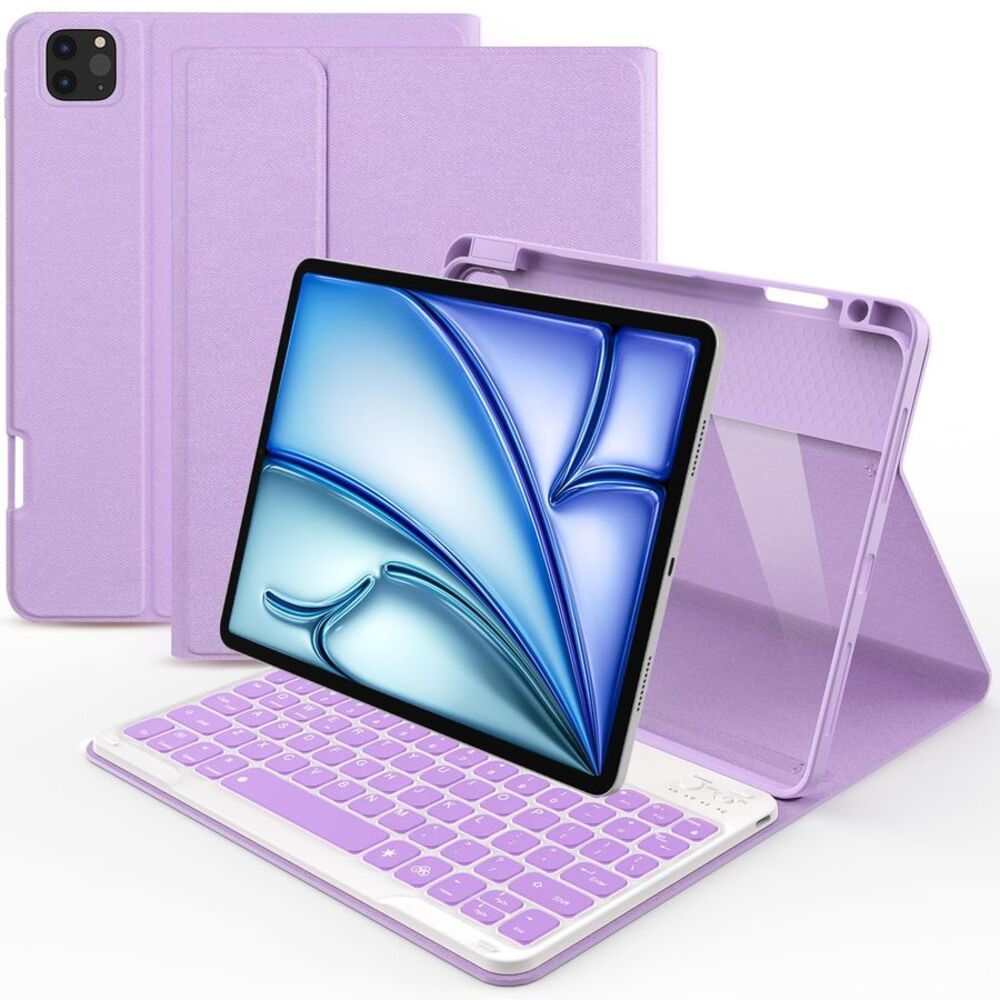 Purple Detachable Wireless Keyboard Case for iPad Air 11" M3 M2 2025 2024